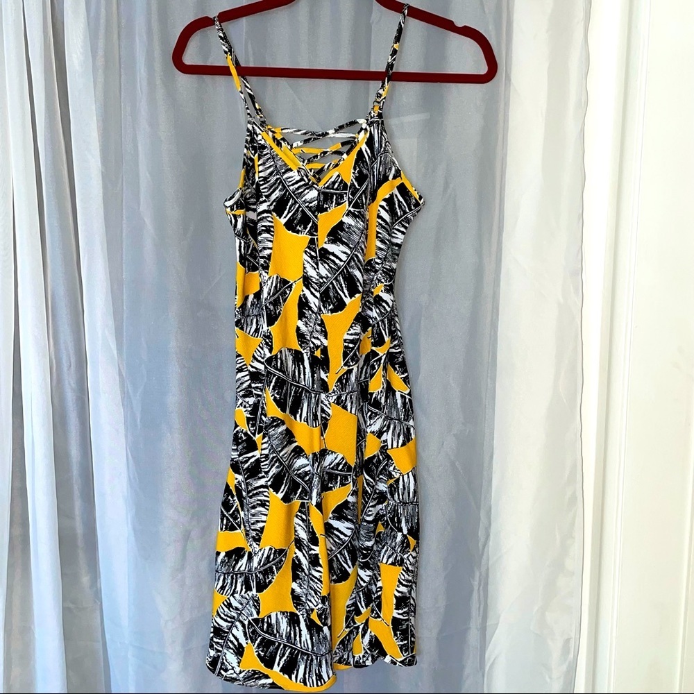 Olive & Oak Banana Leaf Print Summer Swing Dress Sz S